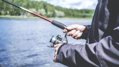 Fishing Rod - A man enjoys fishing at a lake, showcasing a relaxed outdoor hobby in nature.