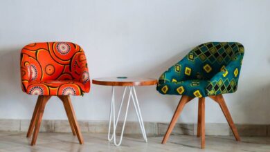 Furniture - Brightly colored modern chairs and table in a minimalist room for vibrant decor ideas.