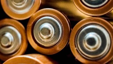 Batteries - Detailed view of grouped cylindrical batteries showcasing industrial energy concepts.