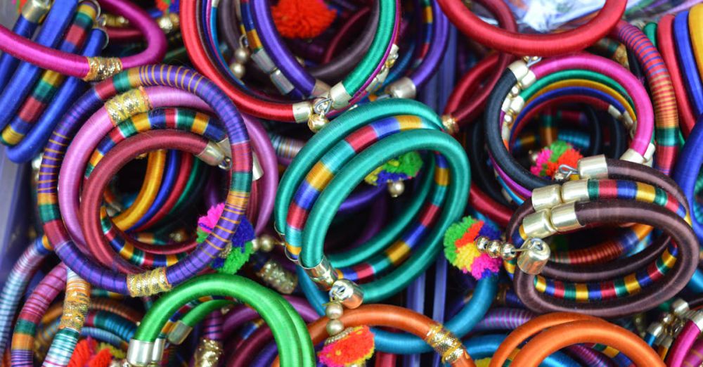 Bangles - Colorful Rajasthani bangles on display in Jaipur market showcases traditional Indian craftsmanship.