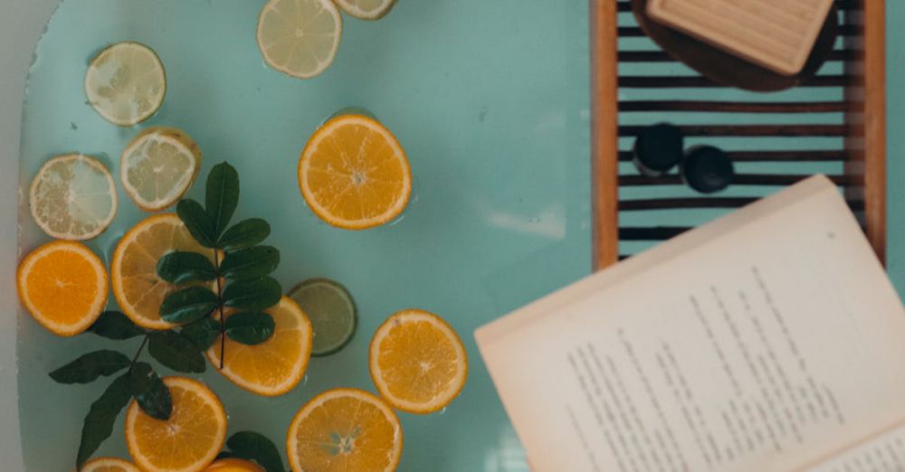 Toiletries - A serene bath setup with citrus fruits, a book, and a bar of soap for ultimate relaxation.