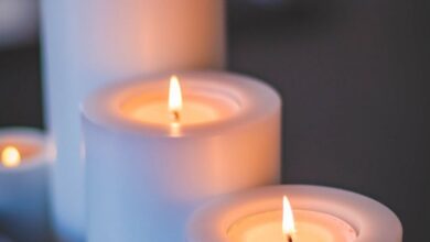 Candles - A close-up of a serene candlelight arrangement with a soft, soothing glow.