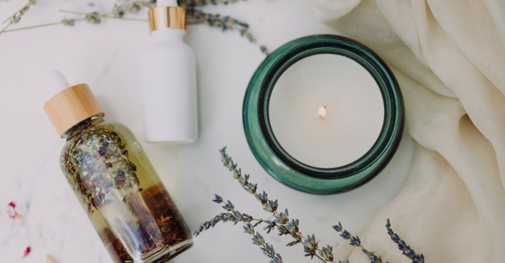 Toners - A calming flat lay of spa essentials featuring lavender and candles for relaxation.