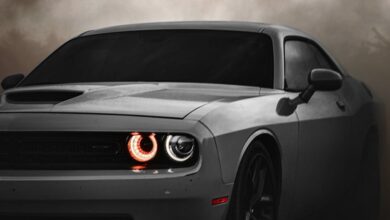 Impact Drivers - Dodge Challenger sports car in a dramatic, cloudy outdoor setting. Ideal for automotive enthusiasts.