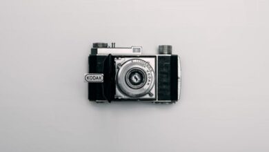 Retro Electronics - A classic Kodak camera displayed centrally on a minimalist white background.