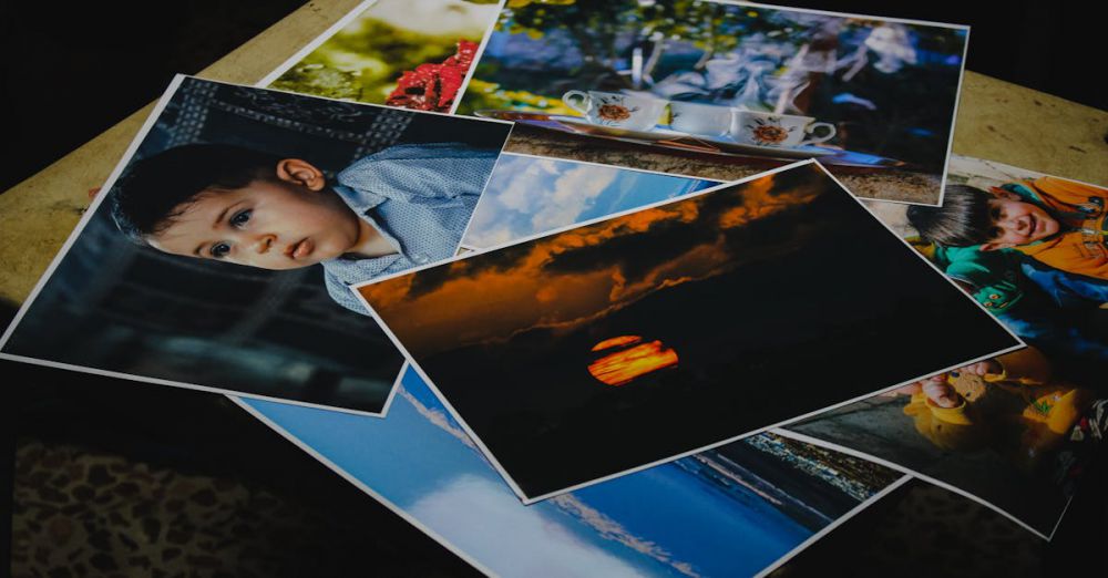 Photos - Collection of printed photographs featuring various subjects and moods.