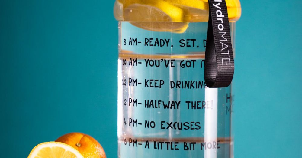 Hydration - Lemon-infused water bottle with motivational text, perfect for hydration goals.