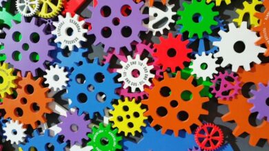 Gear - A colorful arrangement of gears symbolizing creativity, innovation, and machinery in vibrant colors.