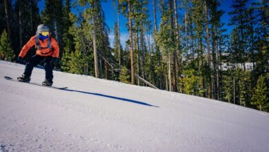 Adventure Sports - A person riding a snowboard down a snowy slope