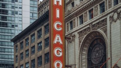 Architecture Tours - Photo of the famous Chicago Theater with a vibrant marquee on a bustling urban street.