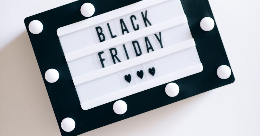 Festival Savings - Minimalist Black Friday sign with bulbs, perfect for sales promotions.