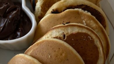 Maple Syrup Tasting - Mouth-watering pancakes spread with rich chocolate, perfect for a hearty breakfast.