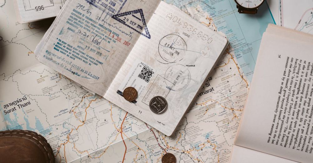 Tour Planning - Explore wanderlust with flatlay of passport, map, and travel essentials.