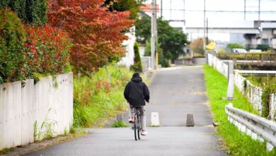 Fall Cycling - Bicycle Boy in a village