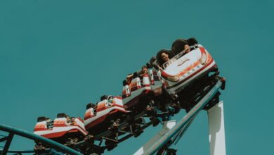 Group Rides - A group of people enjoying a thrilling roller coaster ride at an amusement park.