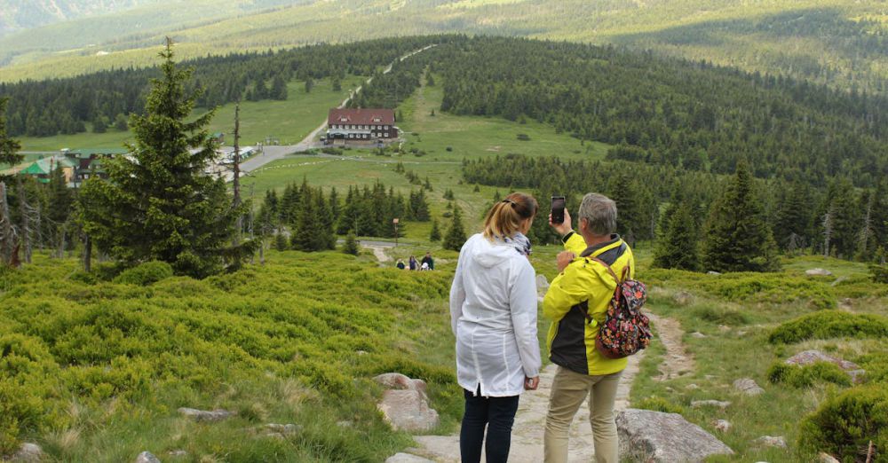 Couple Trails - Couple hiking and capturing scenic views in Jelenia Góra, Poland.