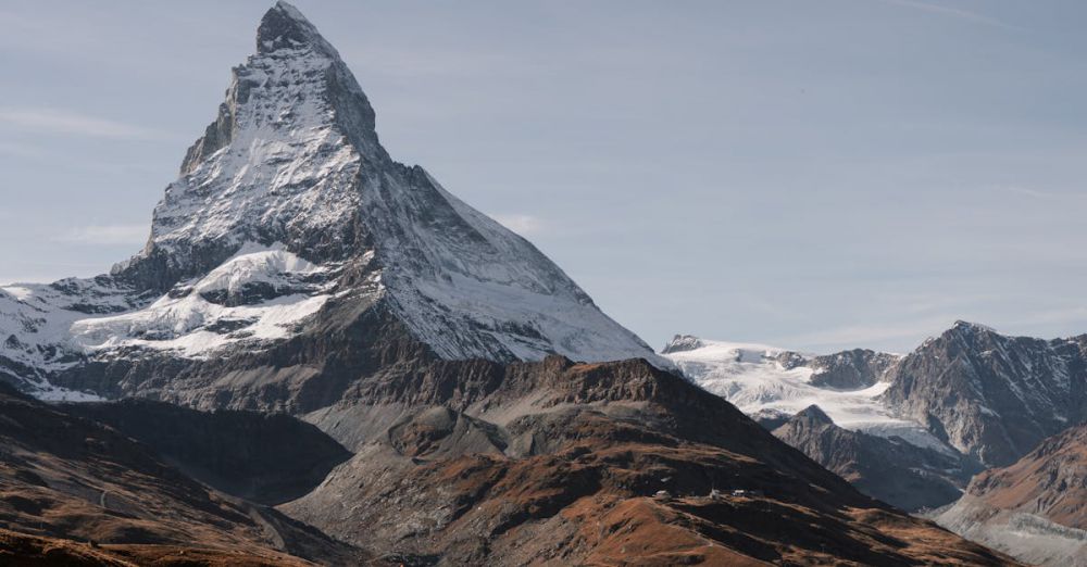 Adventure Climbing - Stunning view of the iconic Matterhorn mountain in Zermatt, Switzerland, captured during a clear day.