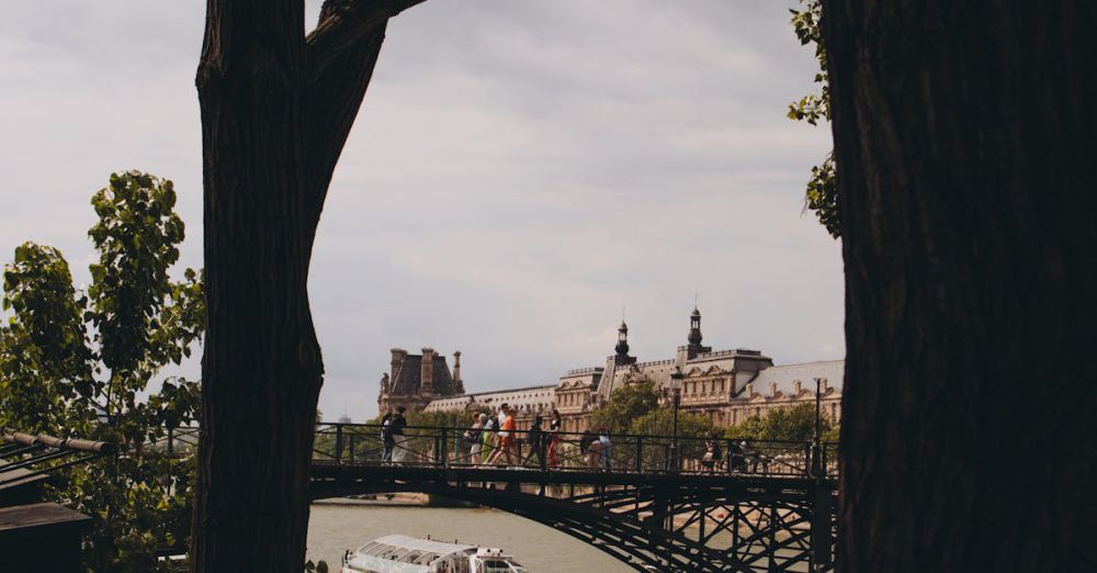 Photography Tours - Charming view of Pont des Arts bridge over Seine River with trees framing the Parisian scene.