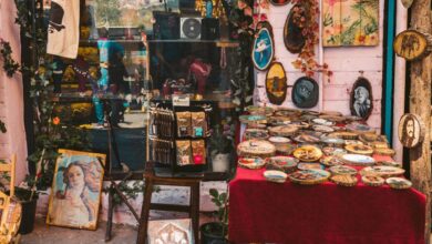 Local Artists - Colorful street market stall in Istanbul showcasing arts and crafts, ceramics, and local artifacts.