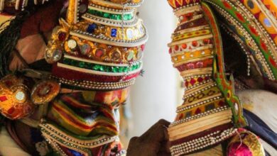 Dance Music Festivals - Colorful Kathakali performers in Kerala, India showcasing intricate costumes and makeup.