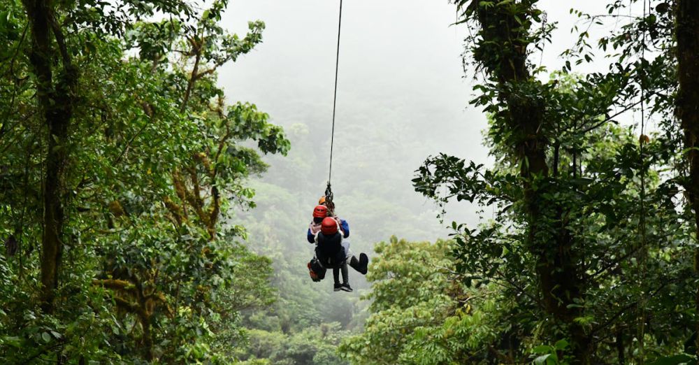 Friends Zip Lining - Experience an exhilarating zip line ride through the lush Costa Rican rainforest, ideal for adventure seekers.