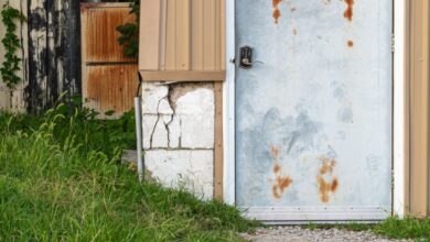 Fishing Location Choice - A rustic door and no trespassing sign add character to this rural Warsaw, MO scene.