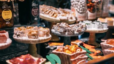 Jam Markets - Assorted Turkish delights and jam on showcase of market selling delicious traditional sweets