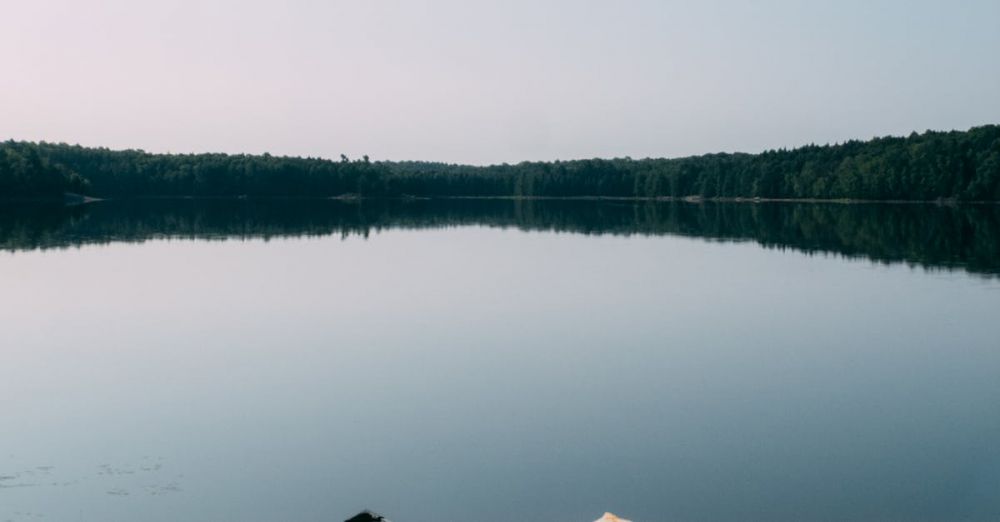 Camping Canoe Portaging - Tranquil scene of boats on a sandy beach by a calm lake in Kawartha Lakes, Ontario.