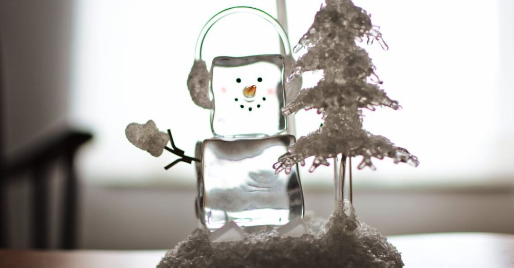 Ice Sculpture Festivals - Delicate glass snowman and tree ornament in a winter-themed setting, perfect for holiday decor.