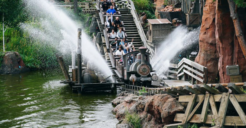 Scenic Train Rides - Thrilling train ride on Big Thunder Mountain at Disneyland Paris in France.