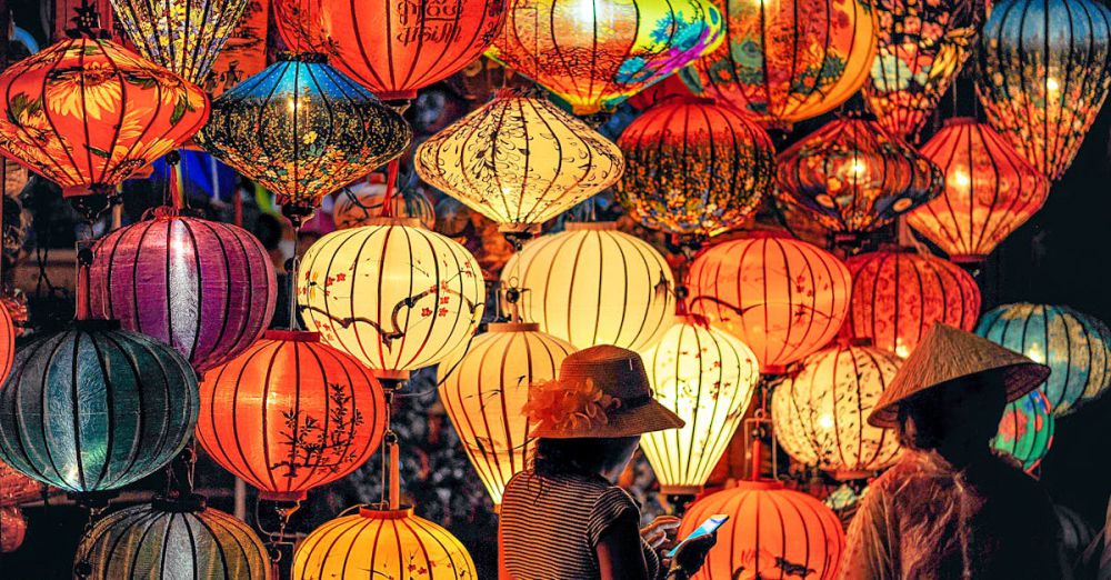 Culture - Vibrant lanterns light up the night during a traditional Asian celebration.