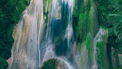 Waterfalls - Stunning waterfall cascading over mossy rocks in Bato, Bicol's vibrant jungle setting.