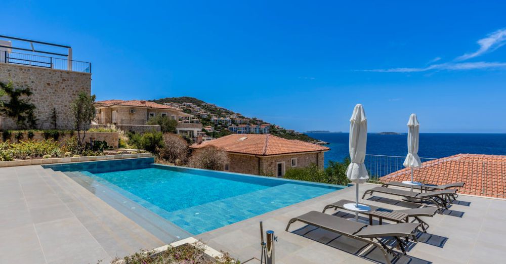 Deck Chairs - Elegant villa with infinity pool overlooking the Mediterranean Sea.