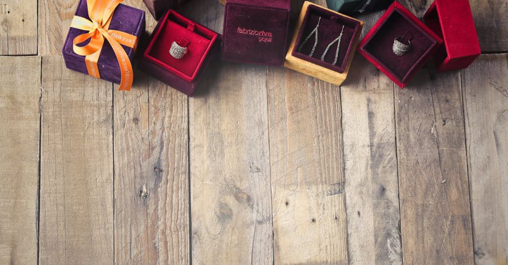 Jewelry Boxes - Brightly colored gift boxes on a rustic wooden background, perfect for celebrations.