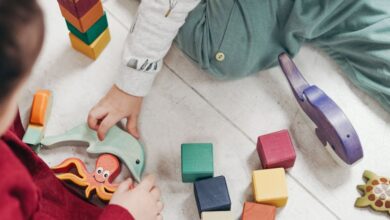 Learning Toys - Two young children playing with colorful wooden blocks indoors, fostering creativity and fun.