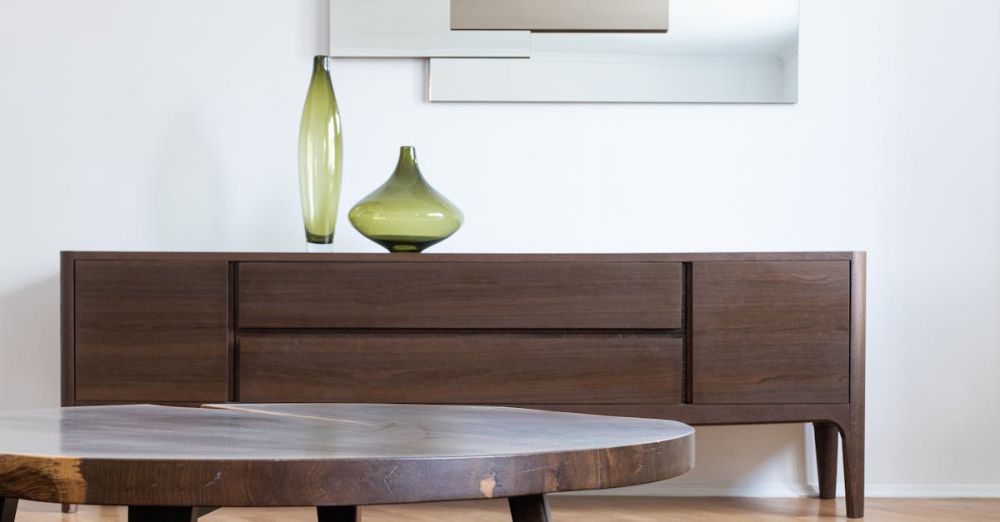 Console Tables - A serene and spacious modern living room interior with elegant decor.