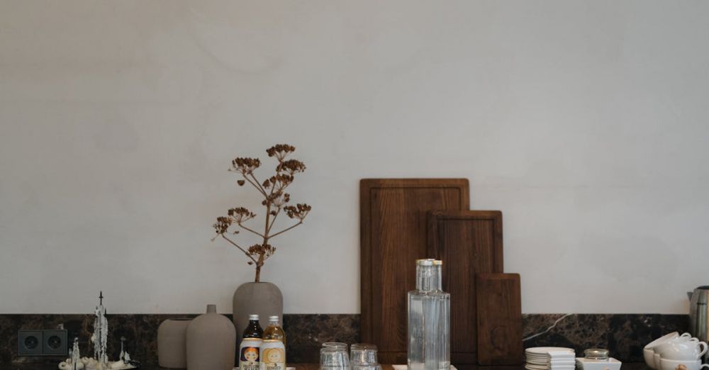 Cutting Boards - Stylish minimalist kitchen interior with wooden elements and cutting boards in Amsterdam.